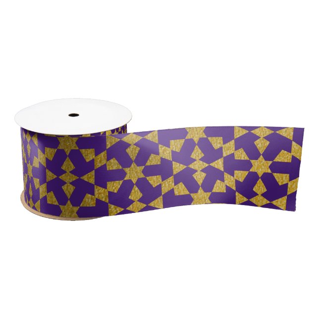 Ethnic Moroccan Geometric Mosaic Pattern Satin Ribbon (Spool)