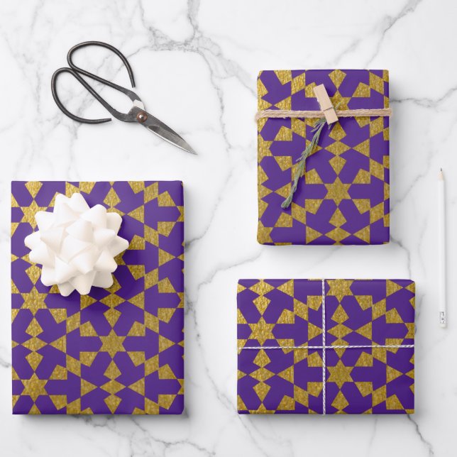 Ethnic Moroccan Geometric Mosaic Pattern  Wrapping Paper Sheet (Front)