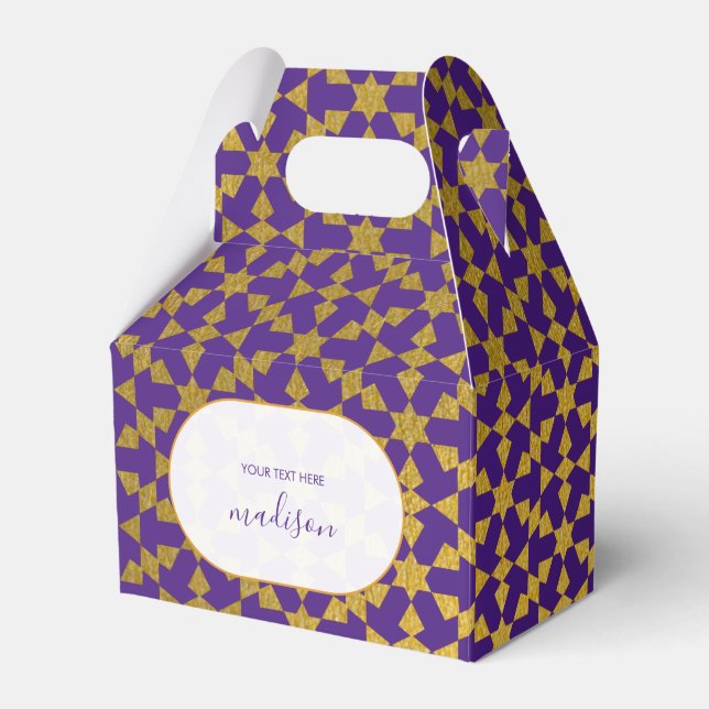 Ethnic Moroccan Purple & Gold Party Favour Box (Front Side)