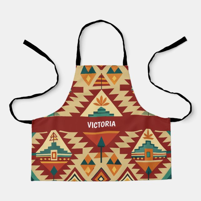 Ethnic Motifs Retro Custom Pattern Apron (Front)