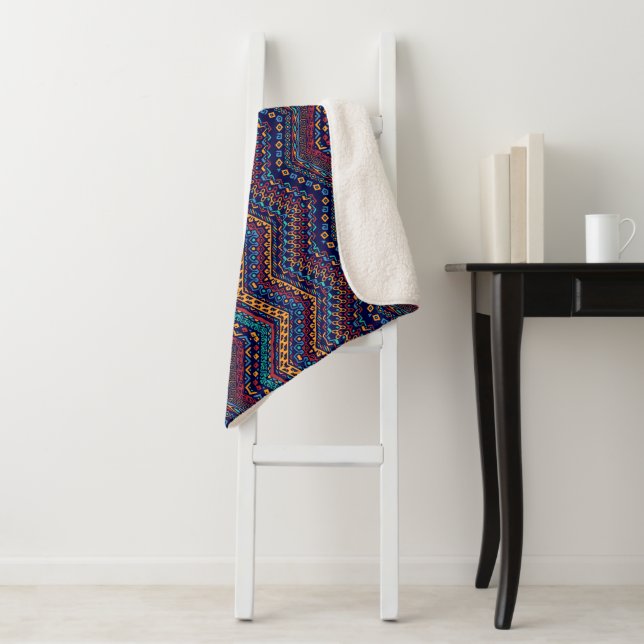 Ethnic Motifs Sherpa Blanket (In Situ)