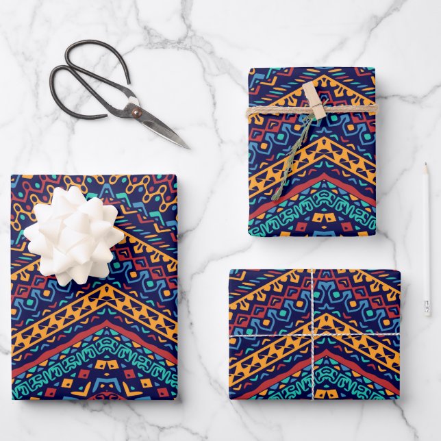 Ethnic Motifs Wrapping Paper Sheet (Front)