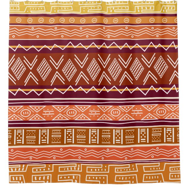 Ethnic Mudcloth Pattern Shower Curtain (Front)