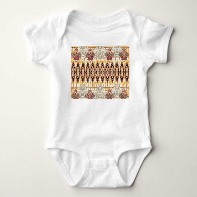 Ethnic Mughal: floral digital pattern Baby Bodysuit (Front)