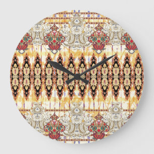 Ethnic Mughal: floral digital pattern Large Clock