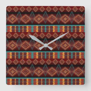 ethnic navajo seamless pattern square wall clock