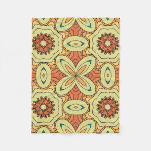 Ethnic orange seamless pattern with mandala. illus fleece blanket