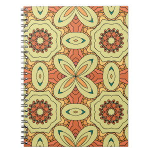 Ethnic orange seamless pattern with mandala. illus notebook