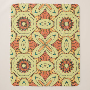 Ethnic orange seamless pattern with mandala. illus sherpa blanket