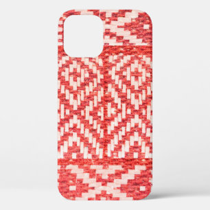 ethnic ornament on natural linen textile iPhone 12 case