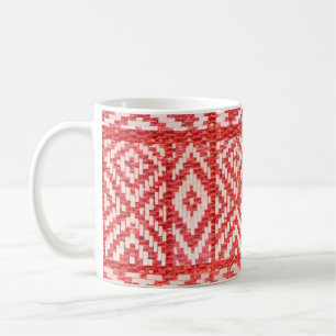 ethnic ornament on natural linen textile coffee mug