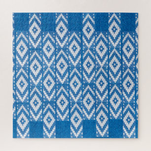 ethnic ornament on natural linen textile jigsaw puzzle