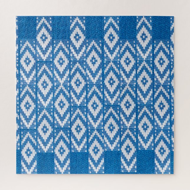 ethnic ornament on natural linen textile jigsaw puzzle (Vertical)