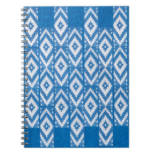 ethnic ornament on natural linen textile notebook