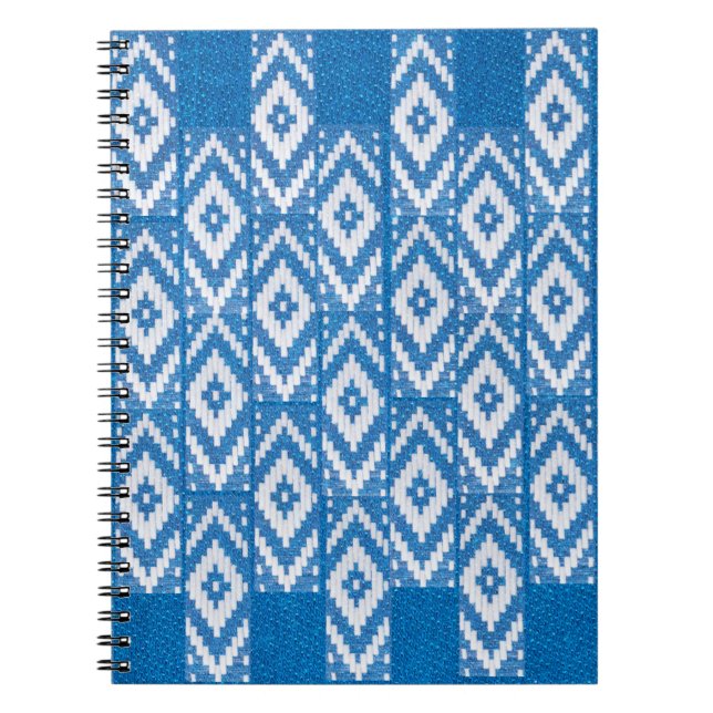 ethnic ornament on natural linen textile notebook (Front)