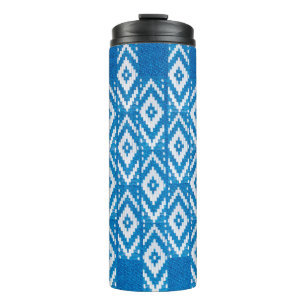 ethnic ornament on natural linen textile thermal tumbler
