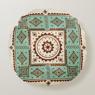Ethnic ornament round cushion