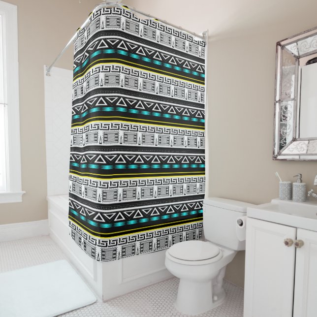 Ethnic ornament shower curtain (In Situ)