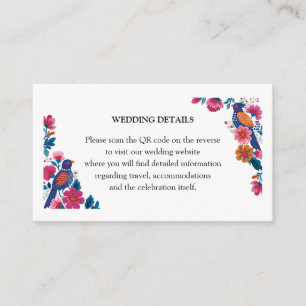 Ethnic Ornate Folk Birds and Flowers Wedding Enclosure Card