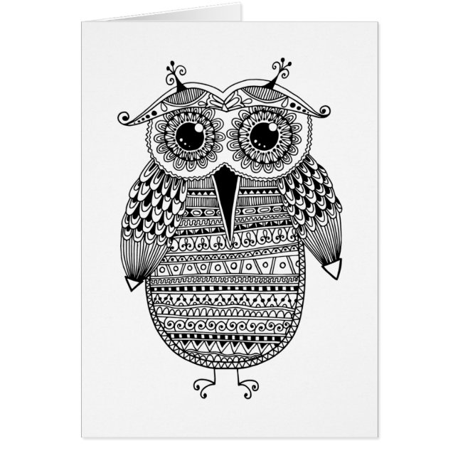 Ethnic Owl Ink Drawing (Front)