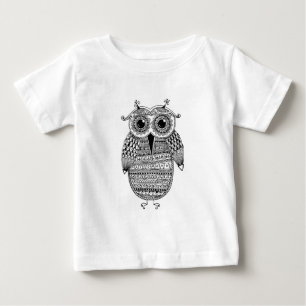 Ethnic Owl Ink Drawing Baby T-Shirt