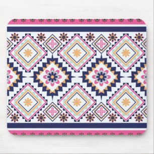 Ethnic Paisley Ornate Floral Tile Pattern Mouse Mat