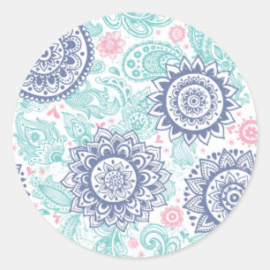 Ethnic Paisley Pattern Classic Round Sticker