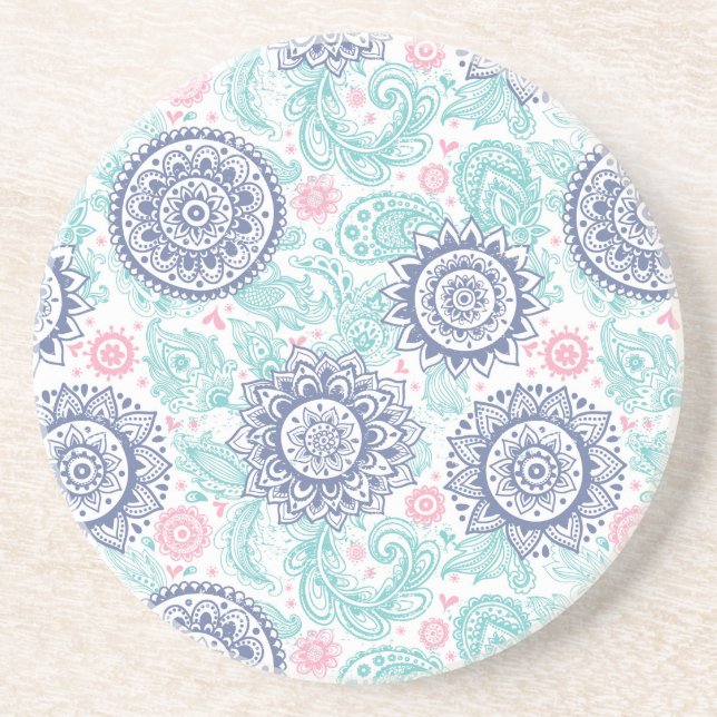 Ethnic Paisley Pattern Coaster (Front)