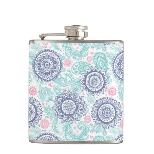 Ethnic Paisley Pattern Hip Flask