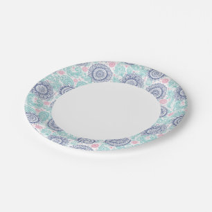Ethnic Paisley Pattern Paper Plate