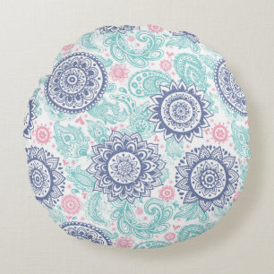 Ethnic Paisley Pattern Round Cushion