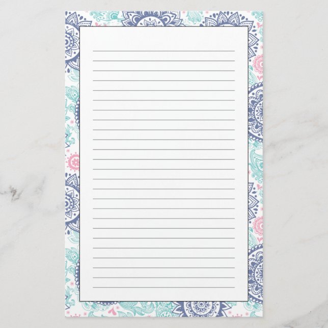 Ethnic Paisley Pattern Stationery (Front)