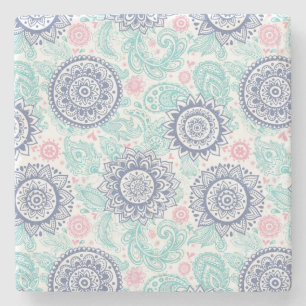 Ethnic Paisley Pattern Stone Coaster