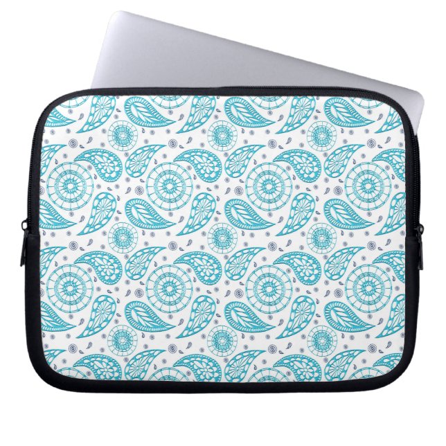 ethnic paisley teal pattern. laptop sleeve (Front)