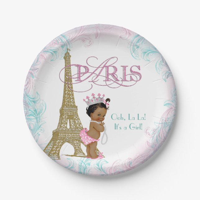 Ethnic Paris Baby Shower Paper Plate (Front)