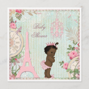 Ethnic Paris Princess Shabby Chic Baby Shower Invitation