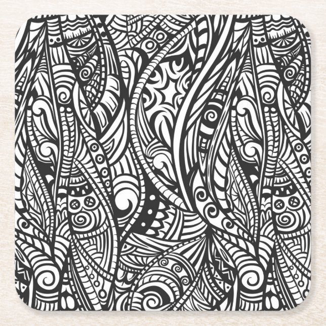 Ethnic pattern 3 square paper coaster (Front)