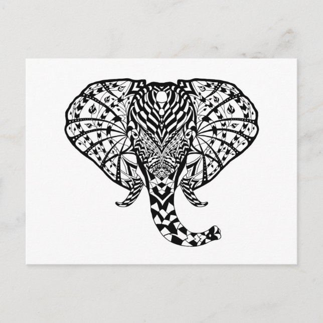 Ethnic Pattern Elephant Postcard (Front)