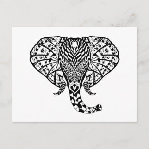 Ethnic Pattern Elephant Postcard