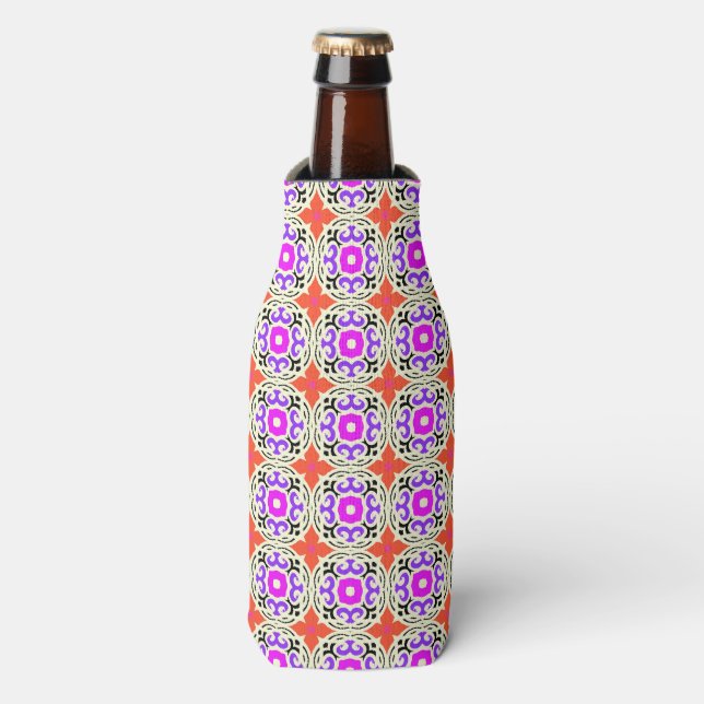 Ethnic Pattern with Moroccan Motifs Bottle Cooler (Bottle Front)