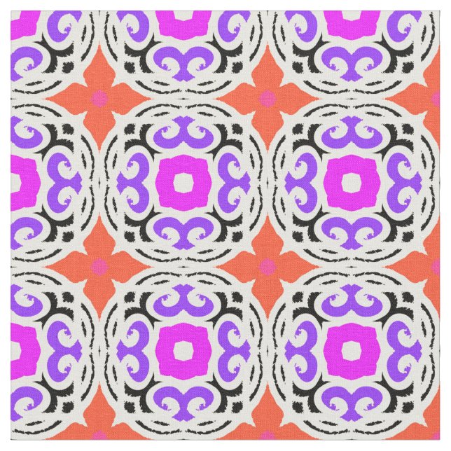 Ethnic Pattern with Moroccan Motifs Fabric (Close Up)