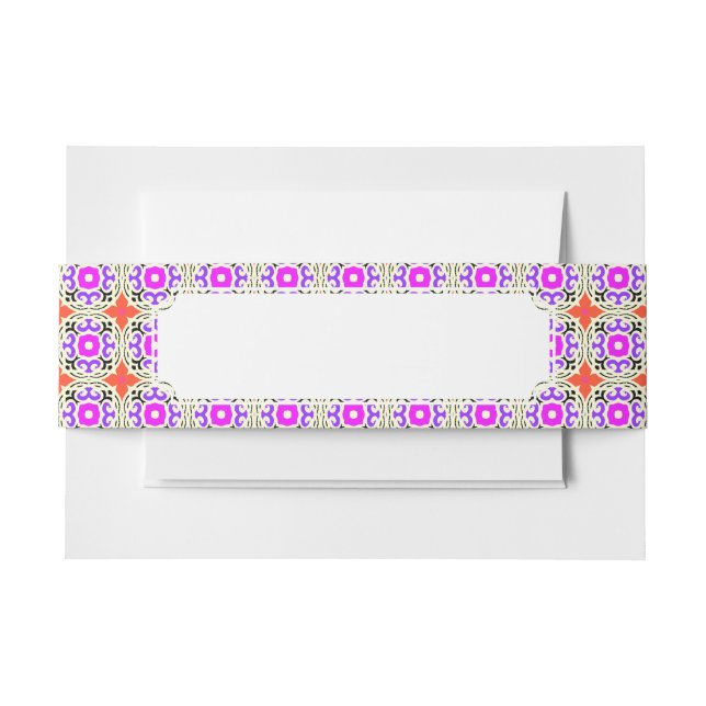 Ethnic Pattern with Moroccan Motifs Invitation Belly Band (Front Example)