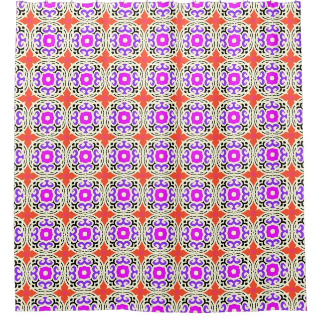Ethnic Pattern with Moroccan Motifs Shower Curtain (Front)