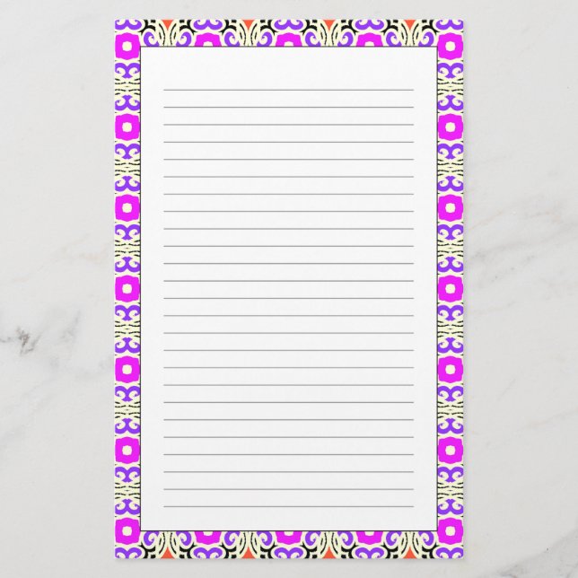 Ethnic Pattern with Moroccan Motifs Stationery (Front)