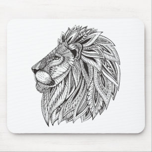 Ethnic Patterned Lion Head Mouse Mat