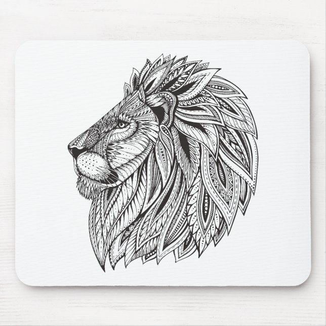 Ethnic Patterned Lion Head Mouse Mat (Front)