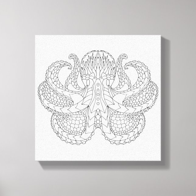 Ethnic Patterned Octopus 6 Canvas Print (Front)