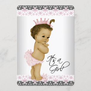 Ethnic Pink and Grey Baby Girl Shower Invitation