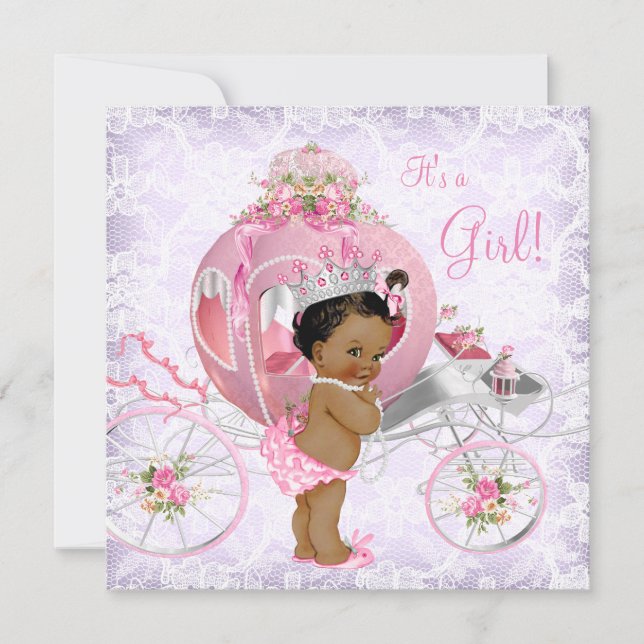 Ethnic Pink and Purple Princess Baby Shower Invitation (Front)