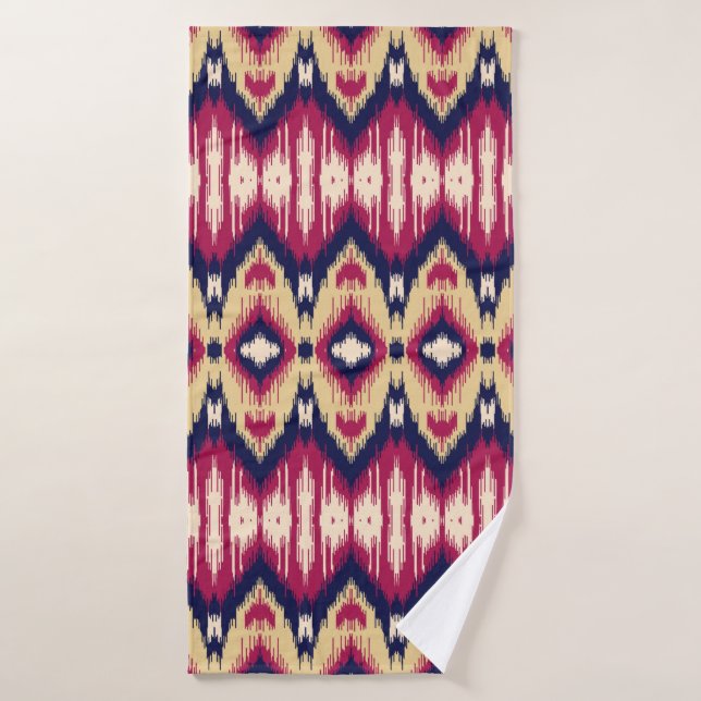 Ethnic pink blue ikat chevron pattern background T Bath Towel (Bath Towel)